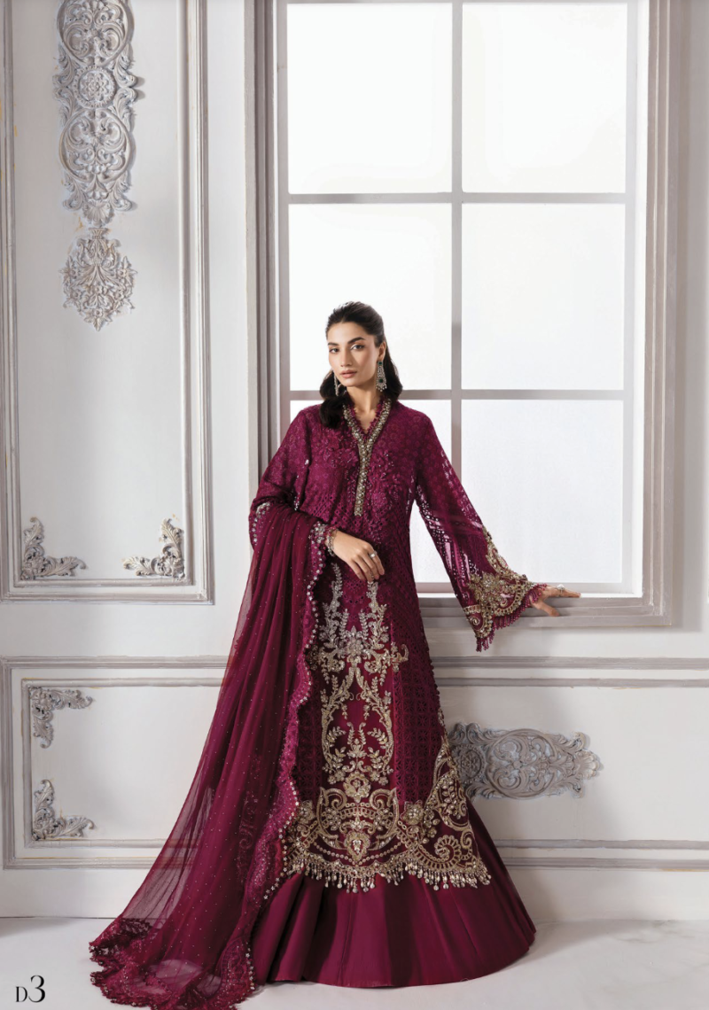 3 Piece Unstitched Embroidered Chiffon Suit | BD-3003